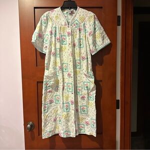 Crowntuft Vintage Floral Housecoat Nightgown Pajama Dress